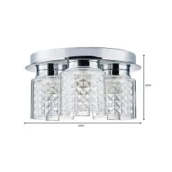Dunelm Hylton 3 Light Glass Bathroom Flush Ceiling Fitting -Wall Lights Shop 1000119717 alt06