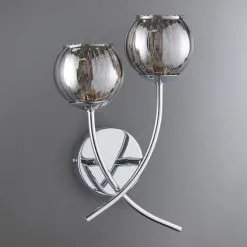 Dunelm Arta 2 Light Chrome Wall Light -Wall Lights Shop 1000137352 alt01