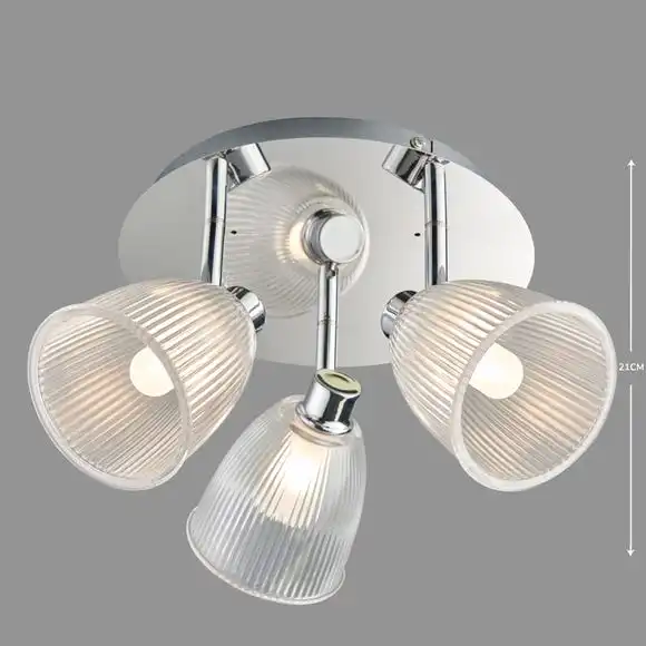 Dunelm Bremont 3 Light Ribbed Glass Bathroom Spotlight 7 Dunelm Bremont 3 Light Ribbed Glass Bathroom Spotlight - Image 5