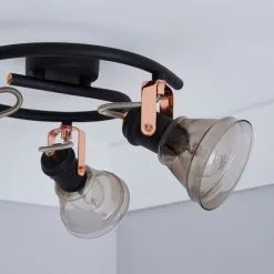 Dunelm Milas 3 Light Black Industrial Semi-Flush Ceiling Fitting -Wall Lights Shop 1000139082 alt03