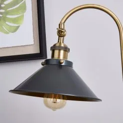 Dunelm Logan Antique Brass Grey Industrial Table Lamp -Wall Lights Shop 1000139099 alt02