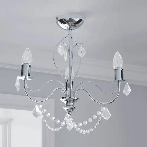 Dunelm Elizabeth 3 Light Bathroom Chrome Chandelier 4 Dunelm Elizabeth 3 Light Bathroom Chrome Chandelier - Image 2