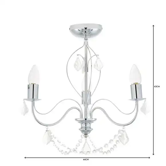 Dunelm Elizabeth 3 Light Bathroom Chrome Chandelier 8 Dunelm Elizabeth 3 Light Bathroom Chrome Chandelier - Image 6