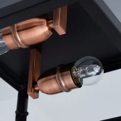 Dunelm Aneska 2 Light Black And Copper Flush Ceiling Fitting -Wall Lights Shop 1000149129 alt02