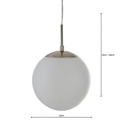 Dunelm Hamptworth 1 Light Pendant Dome Frosted Glass Ceiling Fitting -Wall Lights Shop 1000157750 alt04