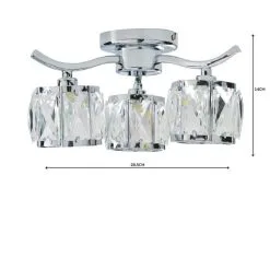 Dunelm Kleio 3 Light Glass Chrome Semi-Flush Ceiling Fitting -Wall Lights Shop 1000157757 alt04