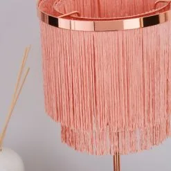 Dunelm Jaz Fringe Pink Table Lamp -Wall Lights Shop 1000158705 alt02