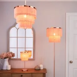 Dunelm Jaz Fringe Pink Table Lamp -Wall Lights Shop 1000158705 alt08