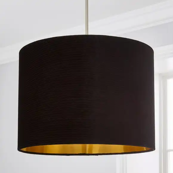 Dunelm Black Santos Velvet Corduroy Shade 4 Dunelm Black Santos Velvet Corduroy Shade - Image 2