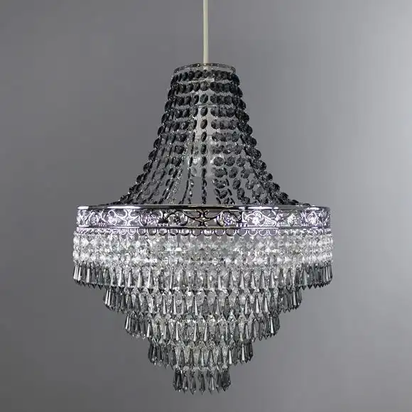 Dunelm Blenheim 47cm Smoked Jewels Chandelier Easy Fit Pendant 3 Dunelm Blenheim 47cm Smoked Jewels Chandelier Easy Fit Pendant