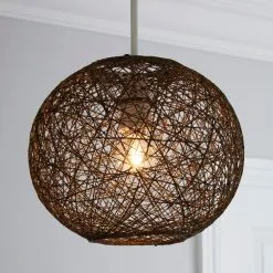 Dunelm Abaca Ball 24cm Grey Easy Fit Pendant