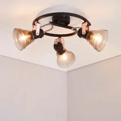 Dunelm Milas 3 Light Black Industrial Semi-Flush Ceiling Fitting