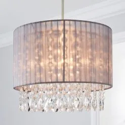 Dunelm Riah Jewel Shade Grey Easy Fit Pendant