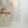 Dunelm Jandia Wooden Tripod White Floor Lamp -Wall Lights Shop 30674185