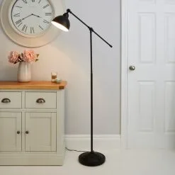 Dunelm Lever Arm Black Floor Lamp