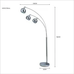 Dunelm Herm 3 Arm Arc Chrome Floor Lamp -Wall Lights Shop 30674394 alt04