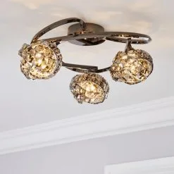 Dunelm Cecilie Ceiling Fitting Dark Chrome