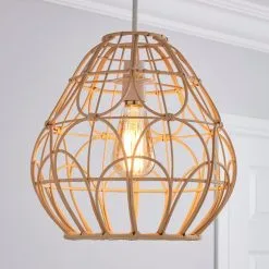 Dunelm Decorative Cane Easy Fit Pendant Natural