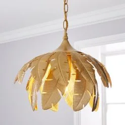 Dunelm Farrah Palm Leaf Ceiling Fitting Gold