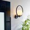 Dunelm Fort Halo Black Opal Glass Outdoor Wall Light -Wall Lights Shop 30730436