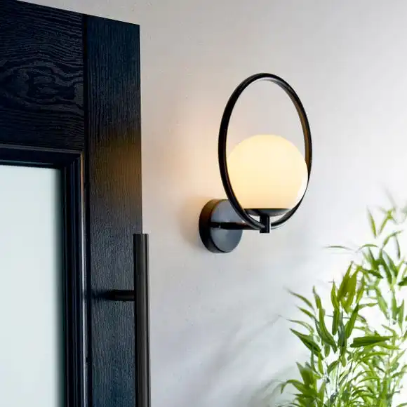 Dunelm Fort Halo Black Opal Glass Outdoor Wall Light 3 Dunelm Fort Halo Black Opal Glass Outdoor Wall Light