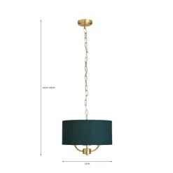 Dunelm Preston Gold Green 3 Light Pendant Fitting -Wall Lights Shop 30730502 alt07