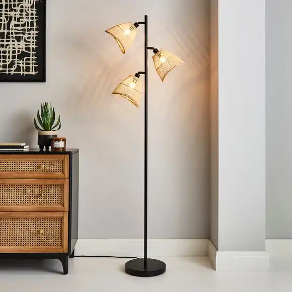 Elements Jaula 3 Light Rattan Floor Lamp 3 Elements Jaula 3 Light Rattan Floor Lamp