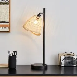 Elements Jaula Rattan Desk Lamp