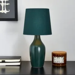 Dunelm Ava Bottle Green Table Lamp