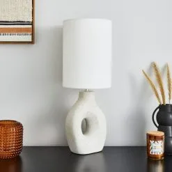 Dunelm Dinah Sculptural White Table Lamp -Wall Lights Shop 30755681 alt01