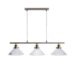 Dunelm Logan Glass 3 Light Nickel Diner Ceiling Fitting -Wall Lights Shop 30755757 alt05