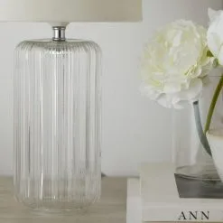 Dunelm Christine Ribbed Glass Table Lamp -Wall Lights Shop 30770025 alt02