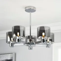 Dunelm Erin Ceiling 5 Light Smoked Ceiling Fitting