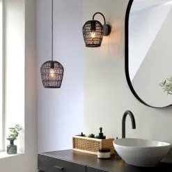 Dunelm Kirra Bathroom 1 Light Pendant Faux Rattan Ceiling Fitting 11 Dunelm Kirra Bathroom 1 Light Pendant Faux Rattan Ceiling Fitting -Wall Lights Shop 30789856 alt04