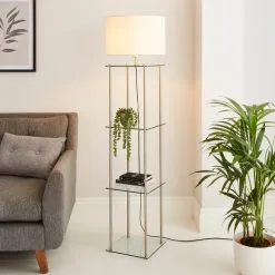 Dunelm Wendell Glass Shelved Floor Lamp