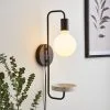 Dunelm Aubrey Exposed Bulb Shelf Wall Light Black And Faux Marble -Wall Lights Shop 30802437