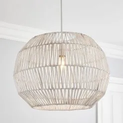 Dunelm Wicker Woven Easy Fit Pendant White
