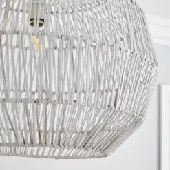 Dunelm Wicker Woven Easy Fit Pendant White -Wall Lights Shop 30808830 alt02