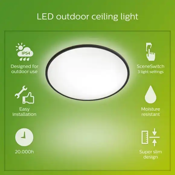 Philips Superslim Integrated LED Outdoor Ceiling Light, Cool White 6 Philips Superslim Integrated LED Outdoor Ceiling Light, Cool White - Image 4
